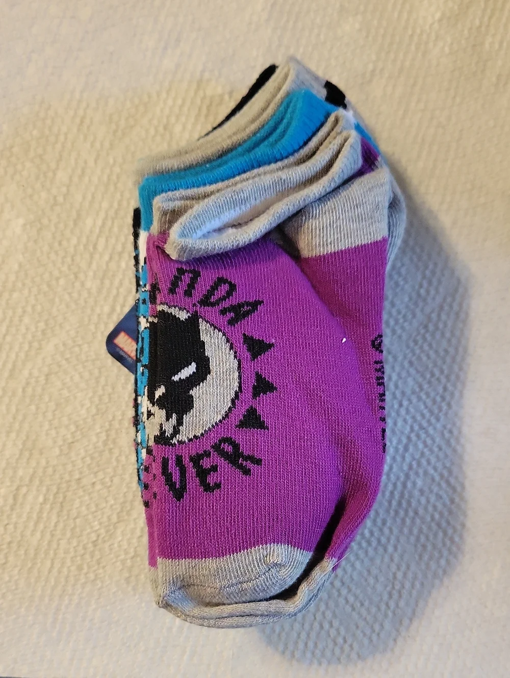 NWT Marvel Avengers No Show Kid's Socks 5 Pk Sz 6-8 1/2 Black Panther
